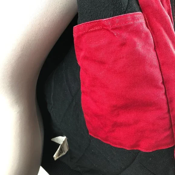 Carhartt USA Made J140 Quilt Lined Duck Canvas Hooded Jacket Red Men's Medium - Picture 7 of 12